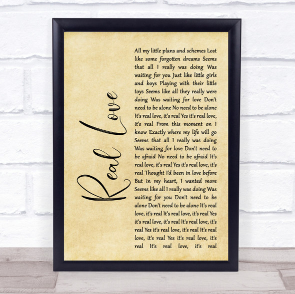 The Beatles Real Love Rustic Script Song Lyric Quote Print