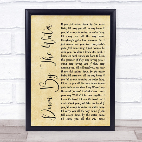 The Drums Down By The Water Rustic Script Song Lyric Quote Print