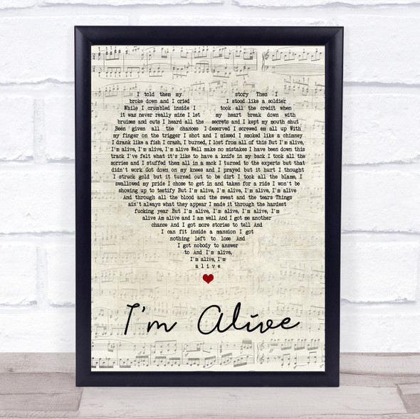 Kasey Chambers I'm Alive Script Heart Song Lyric Quote Print