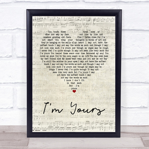 The Script I'm Yours Script Heart Song Lyric Quote Print