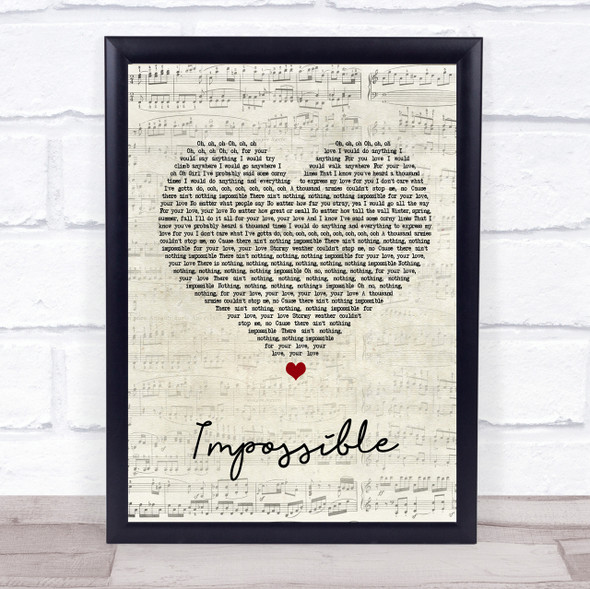 Daniel Merriweather Impossible Script Heart Song Lyric Quote Print