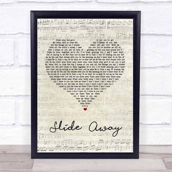 Oasis Slide Away Script Heart Song Lyric Quote Print