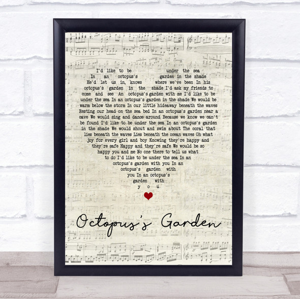 The Beatles Octopus's Garden Script Heart Song Lyric Quote Print