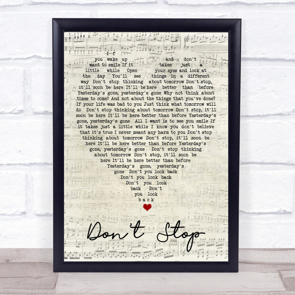 Don't Stop Fleetwood Mac Script Heart Quote Song Lyric Print