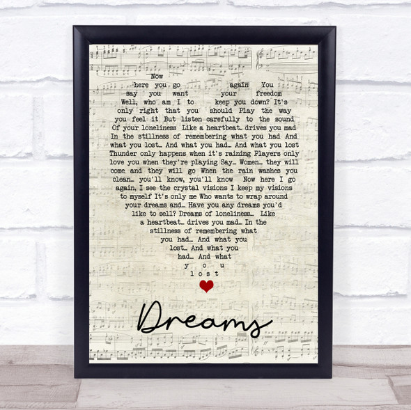 Dreams Fleetwood Mac Script Heart Quote Song Lyric Print