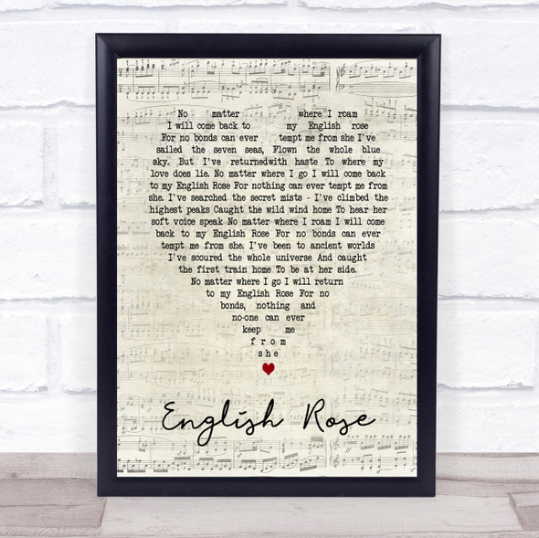 English Rose Paul Weller Script Heart Song Lyric Quote Print