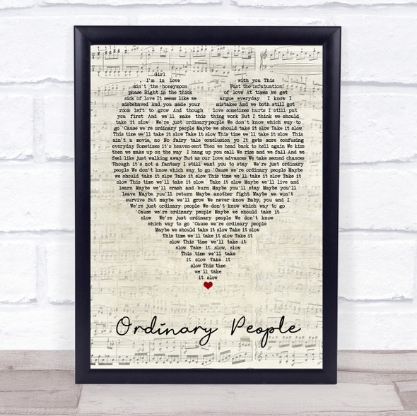 Ordinary People John Legend Script Heart Song Lyric Quote Print