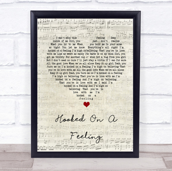 Blue Swede Hooked On A Feeling Script Heart Song Lyric Quote Print