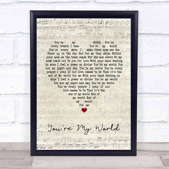 Cilla Black You're My World Script Heart Song Lyric Quote Print