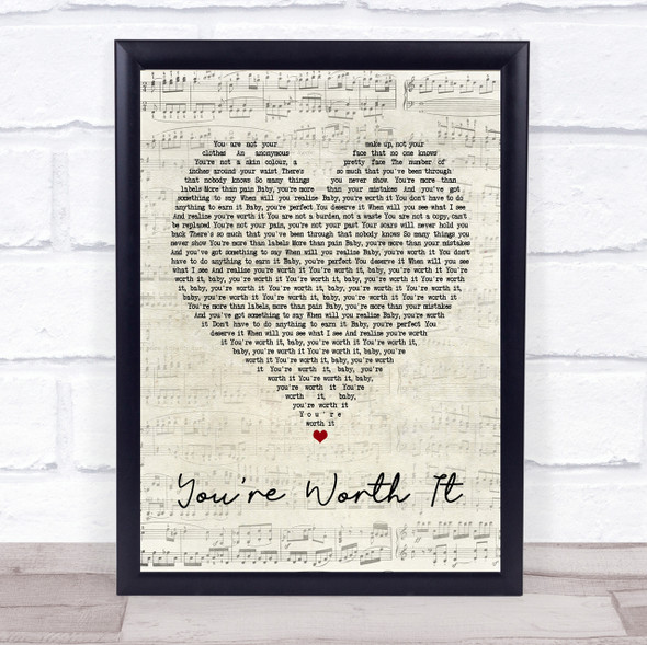 Cimorelli You're Worth It Script Heart Song Lyric Quote Print