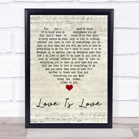 Culture Club Love Is Love Script Heart Song Lyric Quote Print