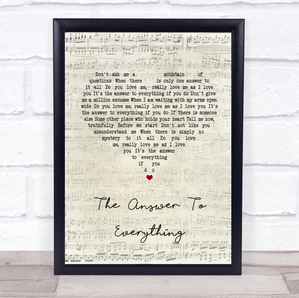 David Alexander The Answer To Everything Script Heart Song Lyric Quote Print