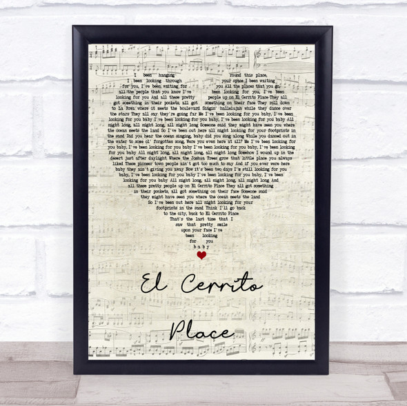 Kenny Chesney El Cerrito Place Script Heart Song Lyric Quote Print