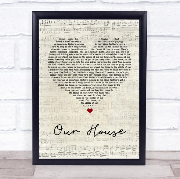 Madness Our House Script Heart Song Lyric Quote Print