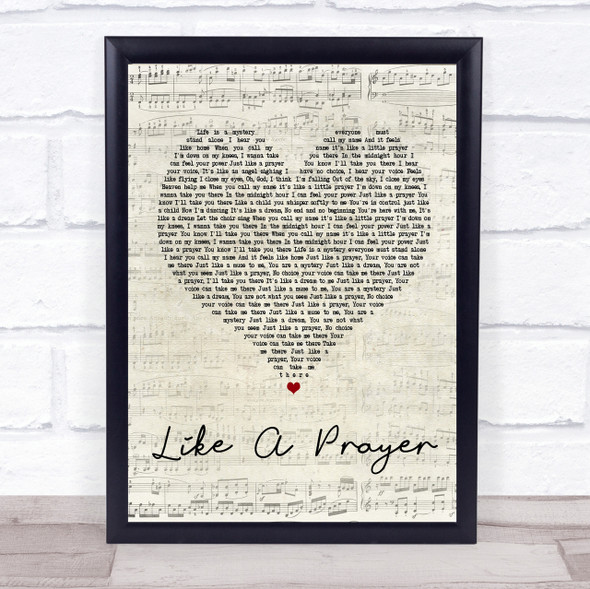 Madonna Like A Prayer Script Heart Song Lyric Quote Print