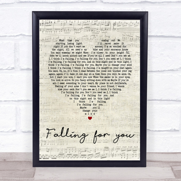 The 1975 Fallingforyou Script Heart Song Lyric Quote Print