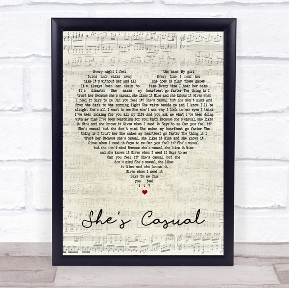 The Hunna She's Casual Script Heart Song Lyric Quote Print