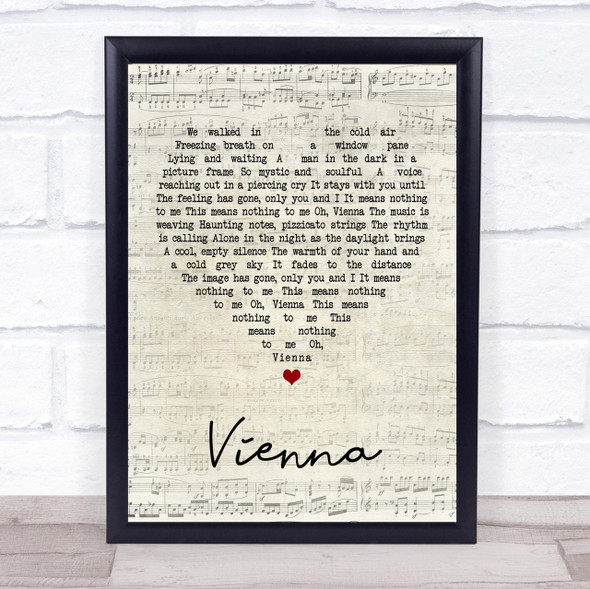 Ultravox Vienna Script Heart Song Lyric Quote Print