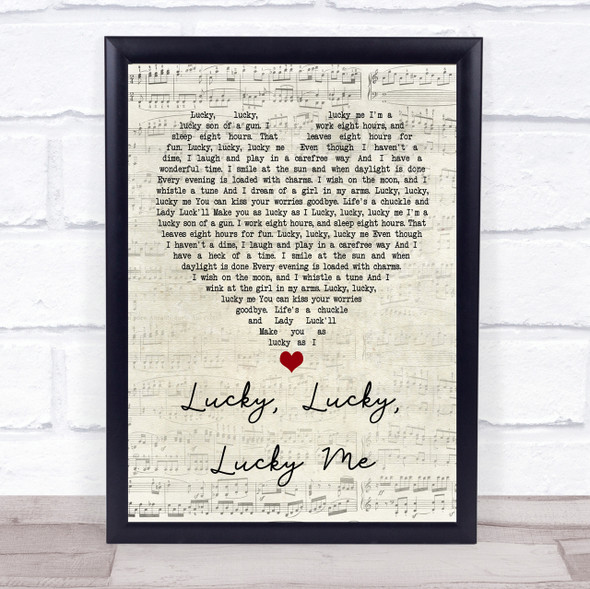 Evelyn Knight Lucky, Lucky, Lucky Me Script Heart Quote Song Lyric Print