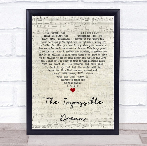 Frank Sinatra The Impossible Dream Script Heart Quote Song Lyric Print