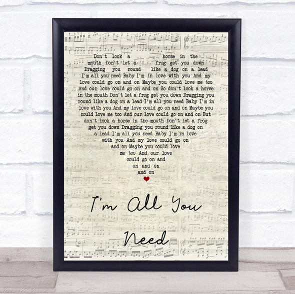The Divine Comedy I'm All You Need Script Heart Quote Song Lyric Print