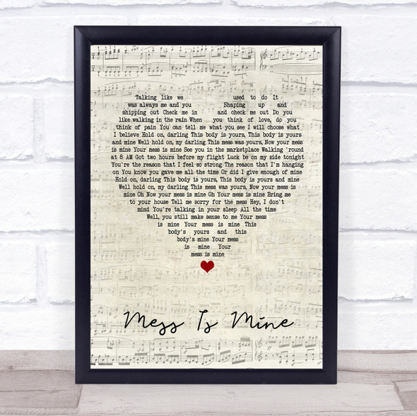 Vance Joy Mess Is Mine Script Heart Quote Song Lyric Print