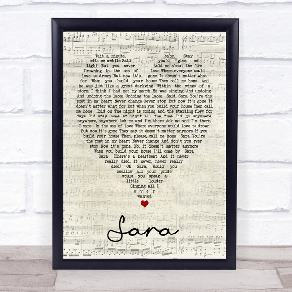 Sara Fleetwood Mac Script Heart Quote Song Lyric Print