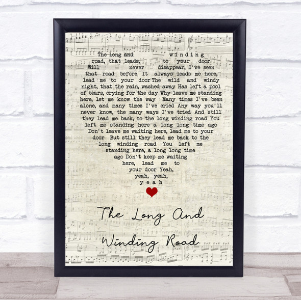 The Long And Winding Road The Beatles Script Heart Quote Song Lyric Print