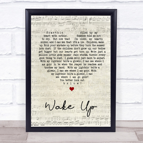 Arcade Fire Wake Up Script Heart Song Lyric Quote Print