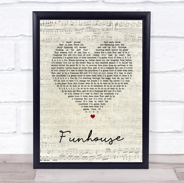 Pink Funhouse Script Heart Song Lyric Quote Print