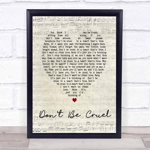 Elvis Presley Don't Be Cruel Script Heart Song Lyric Quote Print