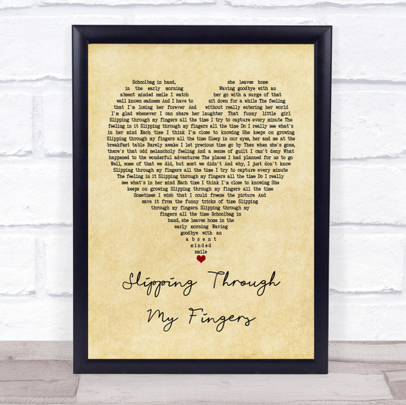 ABBA Slipping Through My Fingers Vintage Heart Quote Song Lyric Print