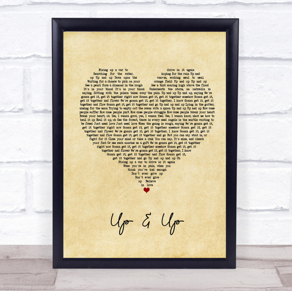 Coldplay Up&Up Vintage Heart Quote Song Lyric Print