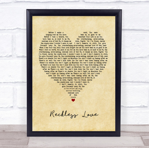 Cory Asbury Reckless Love Vintage Heart Quote Song Lyric Print