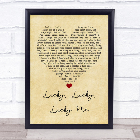 Evelyn Knight Lucky, Lucky, Lucky Me Vintage Heart Quote Song Lyric Print