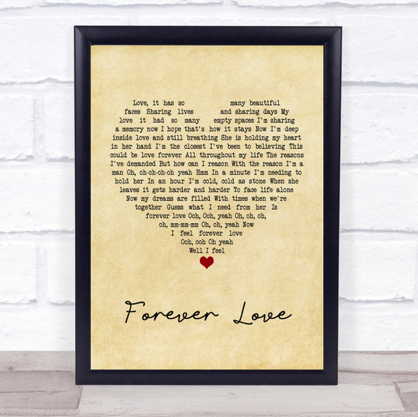 Gary Barlow Forever Love Vintage Heart Quote Song Lyric Print