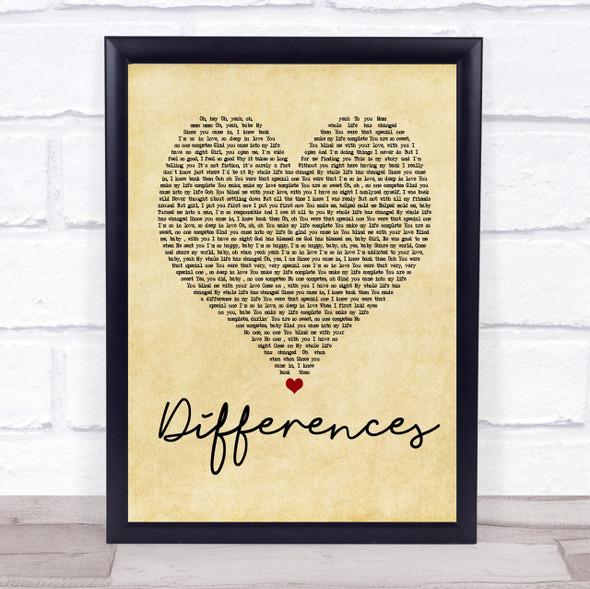 Ginuwine Differences Vintage Heart Quote Song Lyric Print