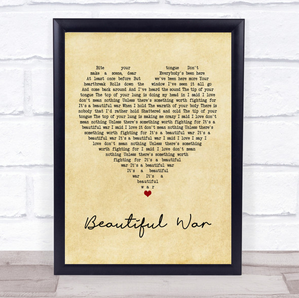 Kings Of Leon Beautiful War Vintage Heart Quote Song Lyric Print