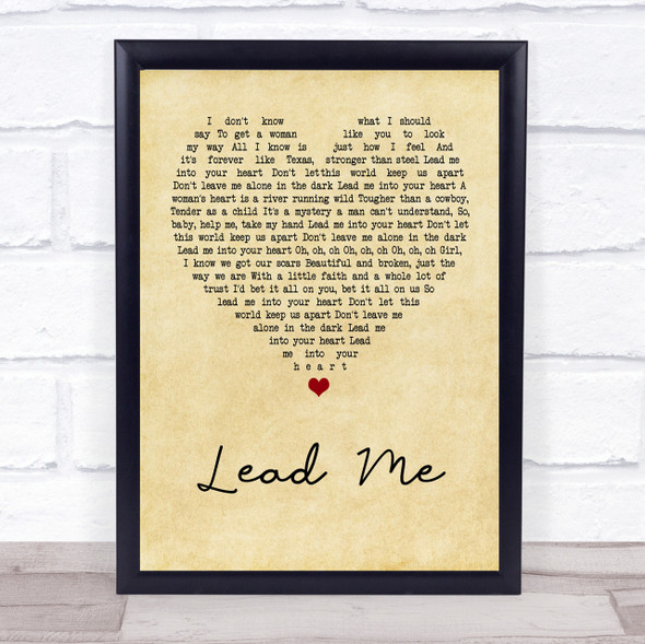 Kip Moore Lead Me Vintage Heart Quote Song Lyric Print