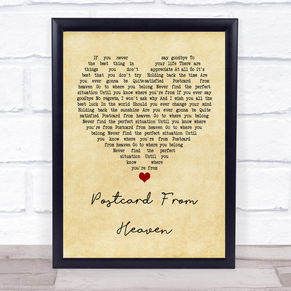 Lighthouse Family Postcard From Heaven Vintage Heart Quote Song Lyric Print