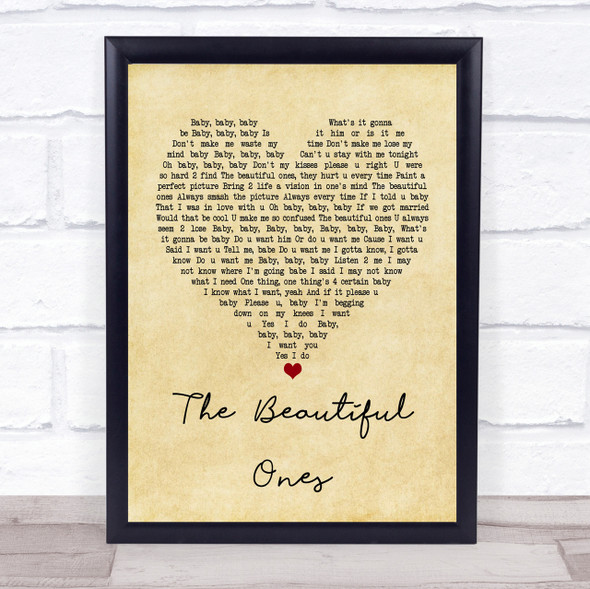 Prince And The Revolution The Beautiful Ones Vintage Heart Song Lyric Print