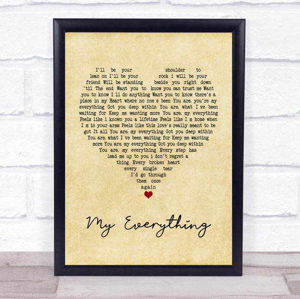 W E T My Everything Vintage Heart Quote Song Lyric Print