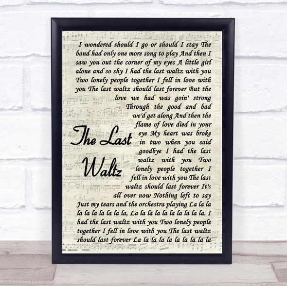 Engelbert Humperdinck The Last Waltz Song Lyric Vintage Script Quote Print