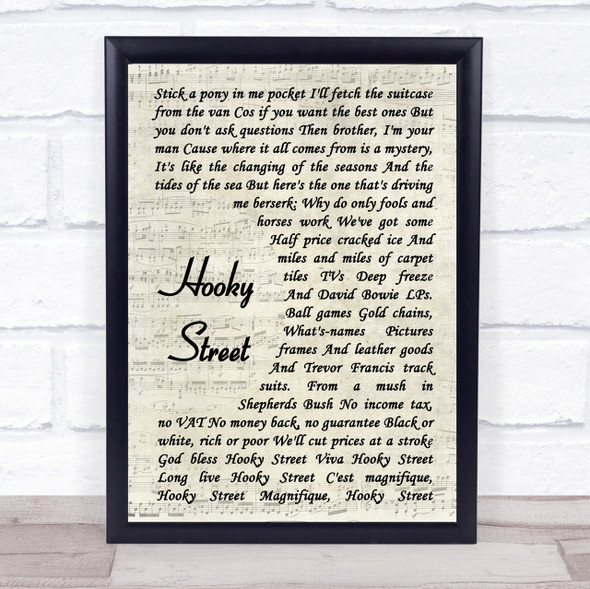 John Sullivan Hooky Street Song Lyric Vintage Script Quote Print