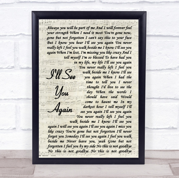 Westlife I'll See You Again Song Lyric Vintage Script Quote Print