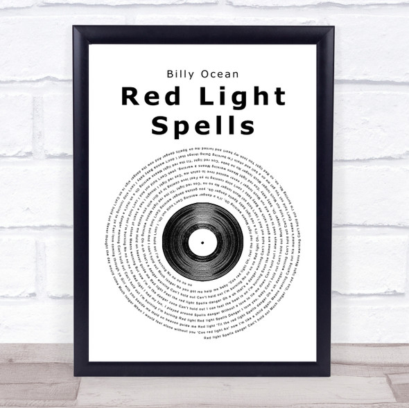 Billy Ocean Red Light Spells Danger Vinyl Record Song Lyric Quote Print