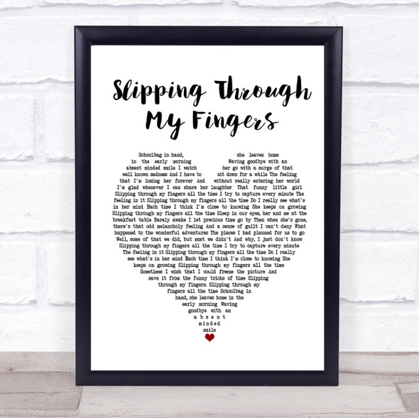 ABBA Slipping Through My Fingers Heart Song Lyric Quote Print