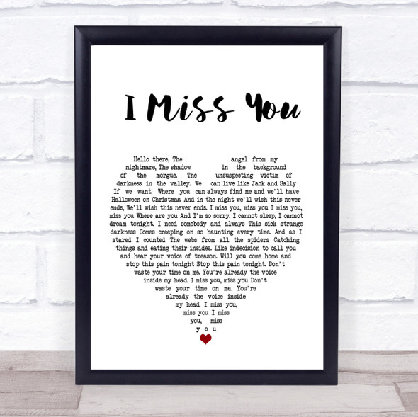 Blink-182 I Miss You Heart Song Lyric Quote Print
