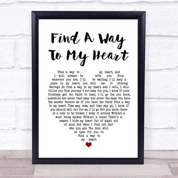 Phil Collins Find A Way To My Heart Heart Song Lyric Quote Print