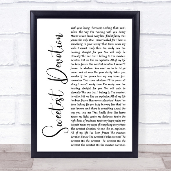 Adele Sweetest Devotion White Script Song Lyric Quote Print